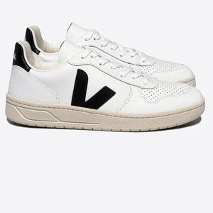 V-10 LEATHER WHITE BLACK Vejas